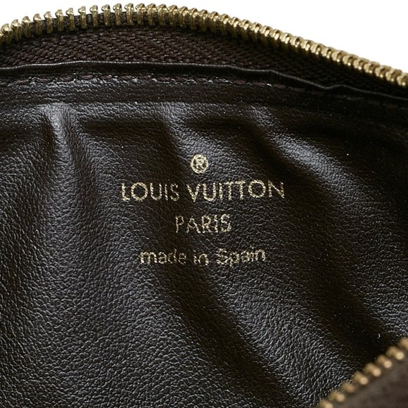 LOUIS VUITTON Damier Coin Case Ebene Brown Leather Ladies - Picture 9 of 10